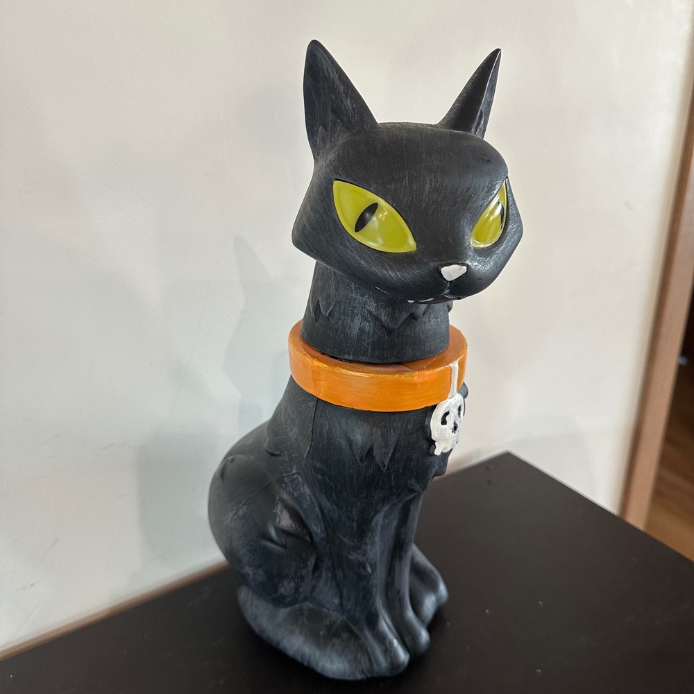 Seasonal Visions Animated Light Up Black Cat Halloween Yowls Rotating Head 15" - Picture 3 of 6